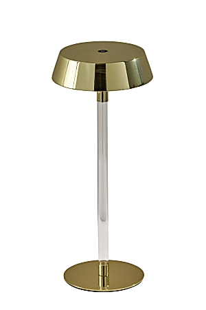 Adesso Orla LED Cordless Table Lamp, Shiny Gold/Clear Acrylic