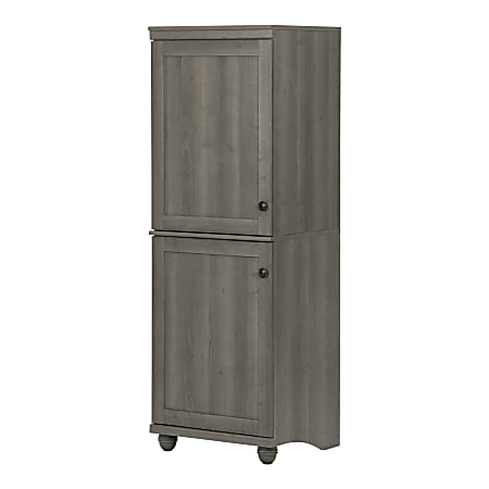 South Shore Hopedale Narrow 2-Door Storage Cabinet, 2 Fixed Shelves, 2 Adjustable Shelves, 32 1/4"H x 31 1/2"W x 18 3/4"D, White Wash