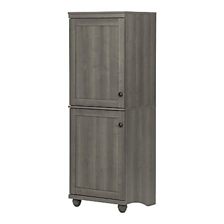 South Shore Hopedale Narrow 2-Door Storage Cabinet, 2 Fixed Shelves, 2 Adjustable Shelves, 32 1/4"H x 31 1/2"W x 18 3/4"D, White Wash