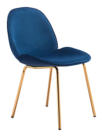 Zuo Modern Siena Dining Chairs, Blue/Gold, Set Of 2 Chairs
