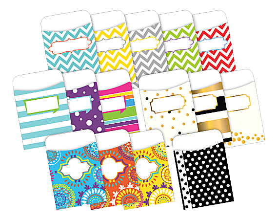 Barker Creek Curated Collection 5-Design Library Pocket Set, 3-1/2" x 5-1/8", Multicolor, Pack Of 150 Pockets