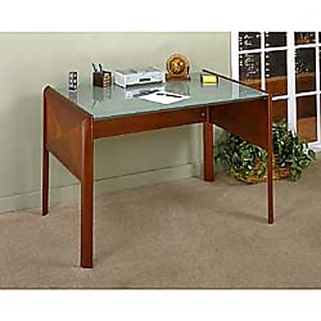Studio RTA® Office Tech 48" Desk, 36 1/4"H x 48"W x 30 1/4"D, Cherry/Glass