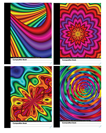 Inkology Composition Books, 7-1/2" x 9-3/4", College Ruled, 100 Pages (200 Sheets), Color Slicks II, Pack Of 12 Notebooks