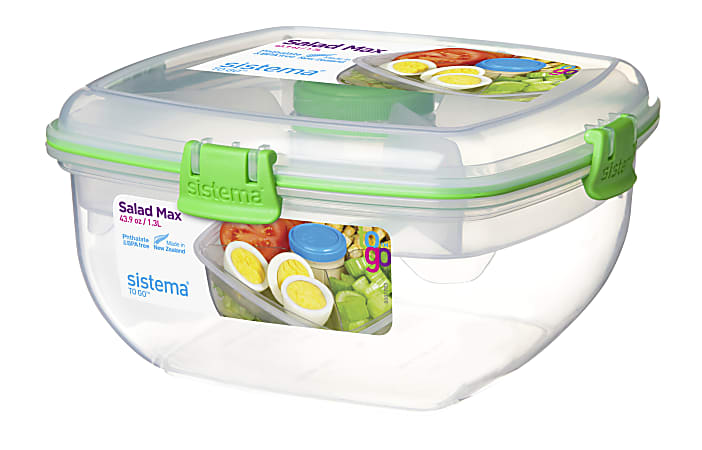 Sistema® Salad Max To Go™ Food Storage Container, 1.3 Liter, Assorted Colors