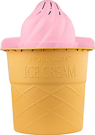 Nostalgia 4-Quart Swirl Cone Ice Cream Maker, Strawberry Red