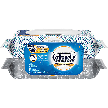 Cottonelle Flushable Wet Wipes - 7.25" x 5" - White - 42 Per Pack - 8 / Carton