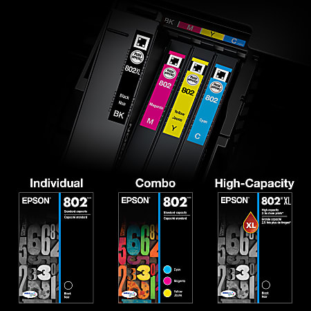 Epson 802 DuraBrite Cyan Magenta Yellow Ink Cartridges Pack