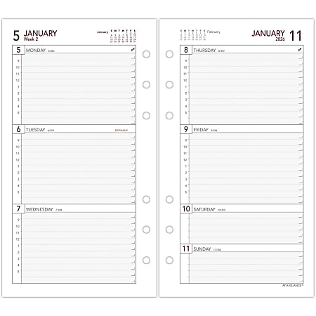 AT A GLANCE 2026 Weekly Planner Refill Loose Leaf Portable Size 3 34 x ...