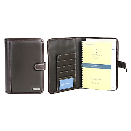 FranklinCovey® Undated Spiral Planner, 8 1/2" x 5 1/2", Black/Brown