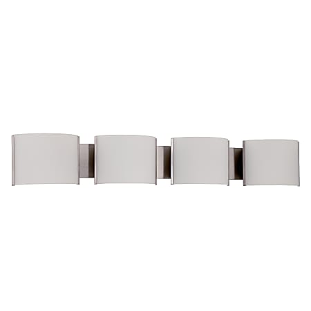 Luminance LED Stanton 4 Light Vanity Wall Mount Fixture, 39", 32 Watts, 3000K/Warm White, 2130 Lumen, Bright Satin Nickel/Frosted Glass