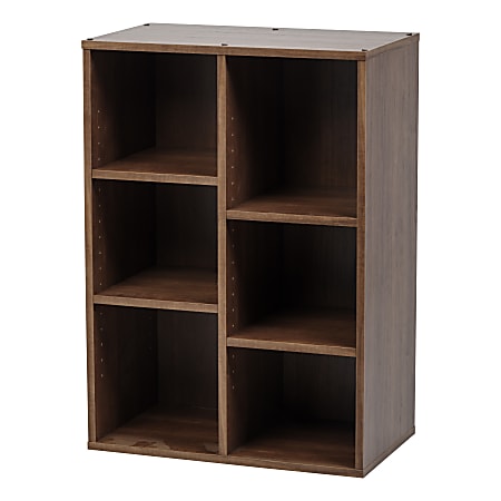 IRIS 33"H 6-Cube Storage Bookcase, Brown