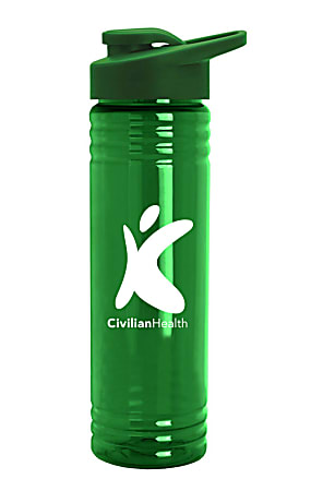 Custom SlimFit Upcycle rPET Promotional Bottle With Drink-Thru Lid, 24 Oz, Assorted