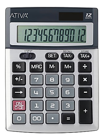 Ativa 12 Digit Desktop Calculator SilverBlack - Office Depot