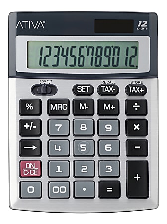 Ativa® 12-Digit Desktop Calculator, Silver/Black