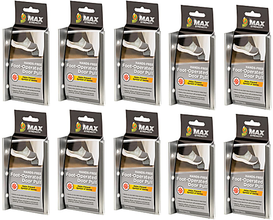 Duck® Brand Max Strength Hands-Free Foot-Operated Door Pulls, Pack Of 10 Door Pulls