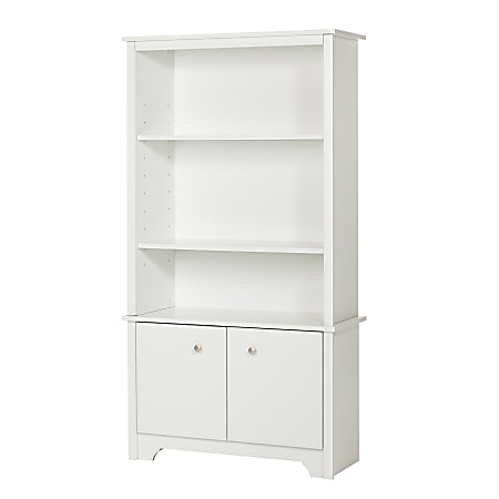 South Shore Vito 61"H 3-Shelf Bookcase With Doors, Pure White