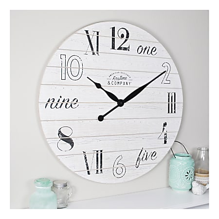 FirsTime & Co.® Shiplap Chic Wall Clock, Aged White