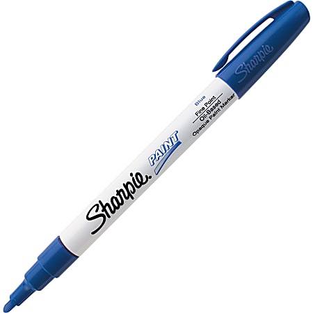 Sharpie Oil-Base Fine Line uni Paint Markers - Fine Point Type - Blue Oil Based Ink - 1 Each