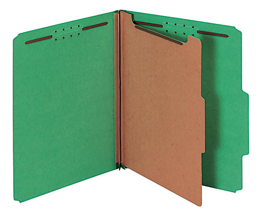 Office Depot® Brand Pressboard Classification Folders, Letter Size (8-1/2" x 11"), 1-3/4" Expansion, Green, Box Of 10