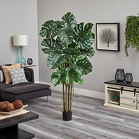 Nearly Natural Monstera 72 H Artificial Tree With Planter 72 H x 22 W x ...