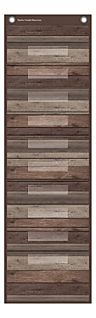 Teacher Created Resources 10-Pocket File Storage Pocket Chart, 58"H x 14"W x 14"D, Dark Wood
