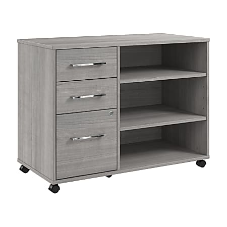 Bush Business Furniture Hustle Office Storage Cabinet With Wheels, Platinum Gray, Standard Delivery