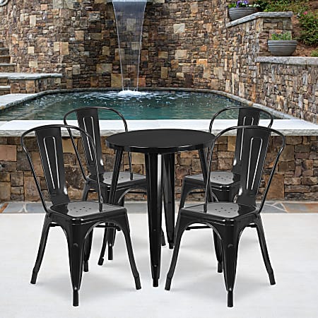 Flash Furniture Commercial-Grade Round Metal Indoor/Outdoor Table