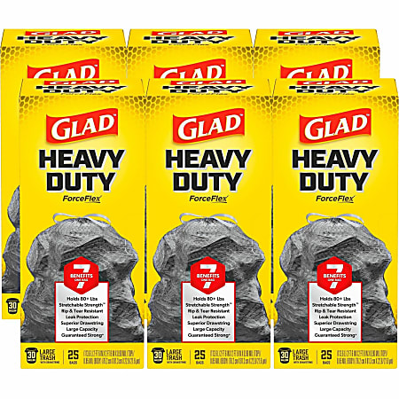 Glad ForceFlexPlus Large Drawstring Trash Bags - Large Size - 30 gal Capacity0.90 mil (23 Micron) Thickness - 70359CT