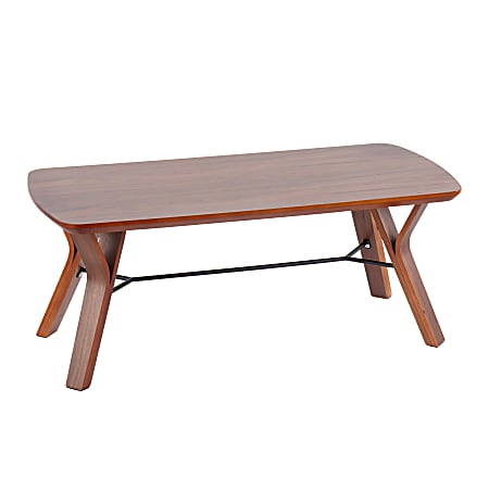 Lumisource Folia Mid-Century Modern Bench, Walnut