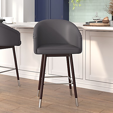 Flash Furniture Margo Commercial-Grade Mid-Back Modern Counter Stools, Gray/Walnut, Set Of 2 Stools