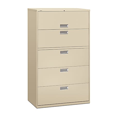 HON® Brigade® 600 42"W x 18"D Lateral 5-Drawer File Cabinet, Putty