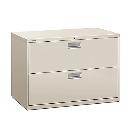 HON® Brigade® 600 42"W x 19-1/4"D Lateral 2-Drawer File Cabinet, Light Gray