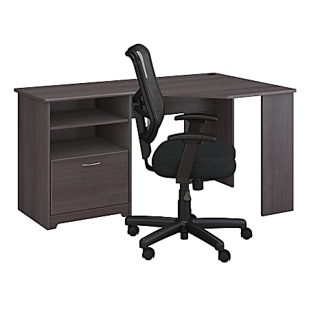 Bush Business Furniture Cabot 60"W Corner Desk And Office Chair, Heather Gray, Standard Delivery