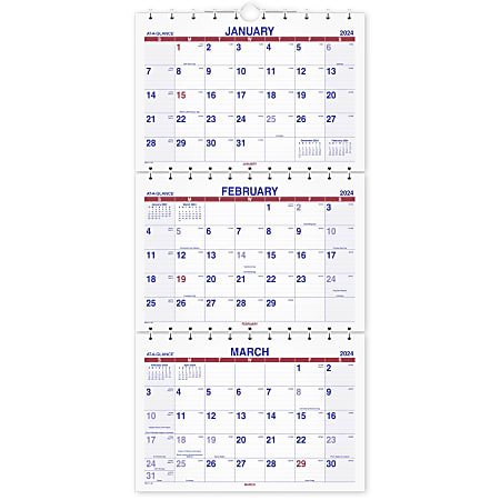 2023-2025 AT-A-GLANCE® Move-A-Page 3-Month Wall Calendar, 12" x 27", December 2023 To February 2025, PMLF1128