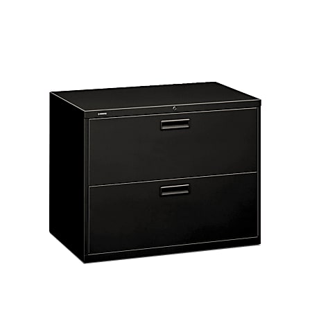 HON® 500 36"W Lateral 2-Drawer File Cabinet, Metal, Black