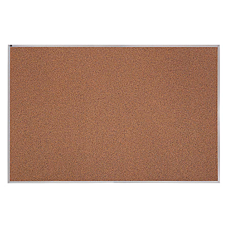 Quartet® Premium Education Color Cork Bulletin Board With Frame, 48" x 144", Brown/Aluminum Frame