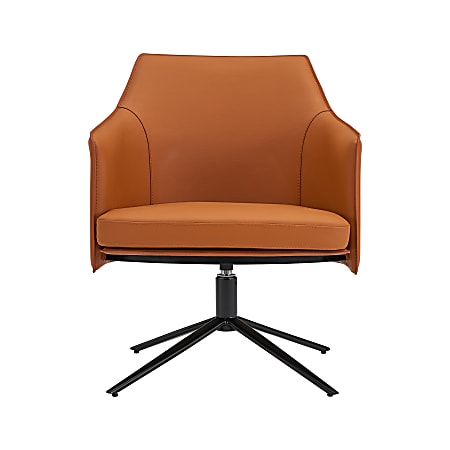 Eurostyle Signa Faux Leather Lounge Chair, Black/Cognac