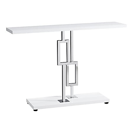 Monarch Specialties Metal Hall Console Table, Rectangular, Glossy White/Chrome