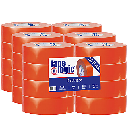 Tape Logic® Color Duct Tape, 3" Core, 2" x 180', Orange, Case Of 24
