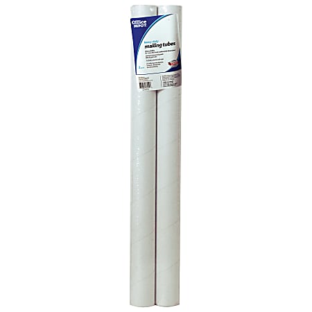 Office Depot® Brand Tuff Tube Mailing Tube, 2" x 24", White, Pack Of 2