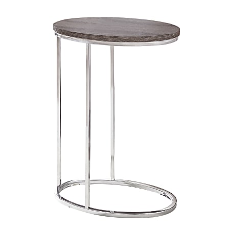 Monarch Specialties Xavier Accent Table, 25"H x 12"W x 18-1/2"D, Dark Taupe/Chrome