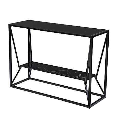 SEI Argall Long Glass-Top Console Table, 29-3/4"H x 42"W x 14-1/2"D, Black