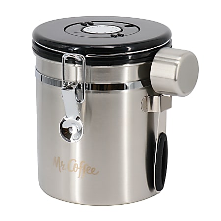 Mr. Coffee Mondrich Stainless Steel Airtight Coffee Canister With Scoop, 48 Oz