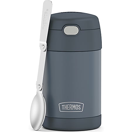 Thermos FUNtainer Stainless Steel Food Jar 16Oz - Food Storage - Dishwasher Safe - 3.7" Diameter - Stone Slate - Stainless Steel Body