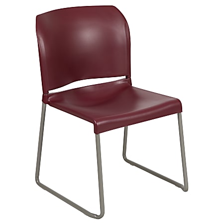 Flash Furniture HERCULES Full-Back Contoured Stacking Chair With Sled Base, Burgundy/Gray