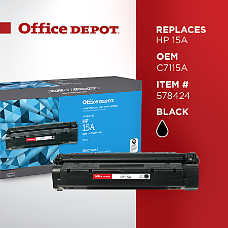 Remanufactured Black Toner, Replacement for 15A (C7115A), 2,500 Page-Yield, Ships in 1-3 Business Days