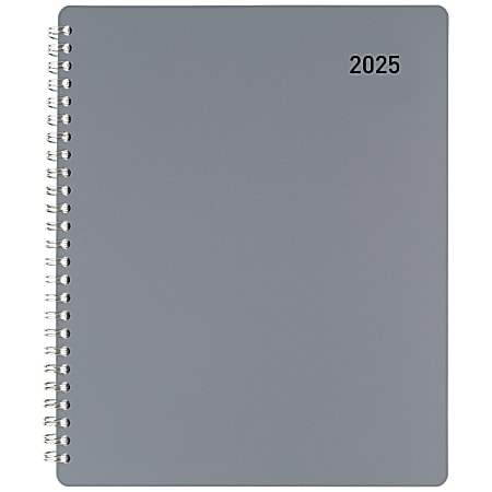 2025 Office Depot Monthly Planner, 7" x 9", Silver, January To December, OD001730