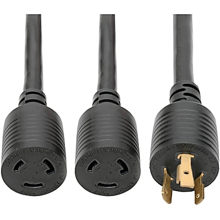 Tripp Lite Power Extension Cord/Splitter NEMA L6-20P to 2x NEMA L6-20R Y Splitter Heavy-Duty 20A 250V 10 AWG 1 ft. (0.31 m) Black, P0390012
