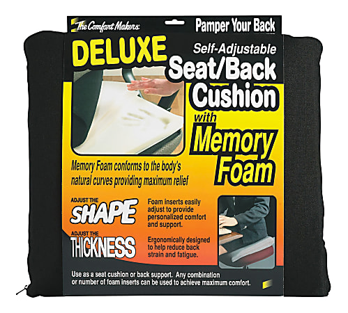 Master Memory Foam Lumbar Support Cushion 7 12 H x 12 12 W x 2 12 D Black -  Office Depot