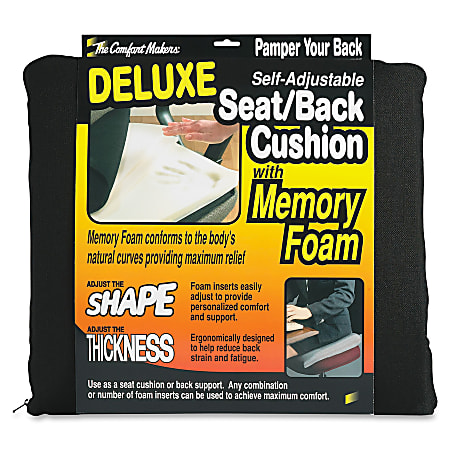 Master Memory-Foam Seat Cushion, 17H x 17 1/2W x 2 3/4D, Black